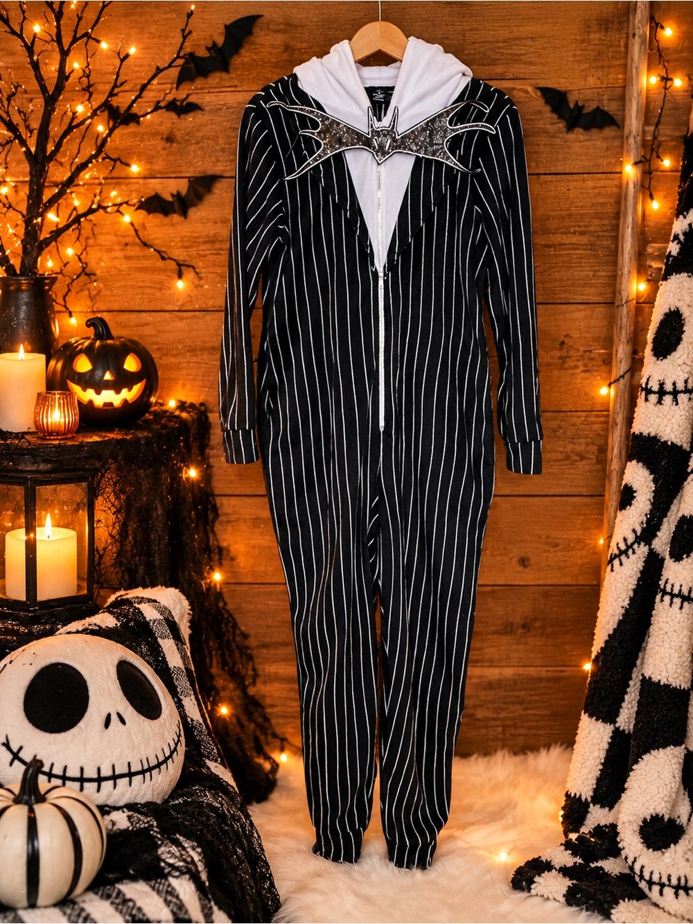 Disney Jack Skellington Nightmare Before Christmas Onesie Pajama M 8/10